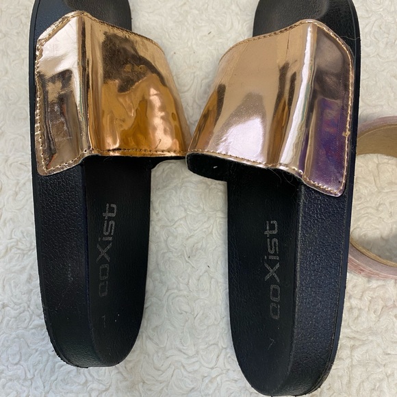 Slides women metallic rose gold size 7 - Picture 5 of 7